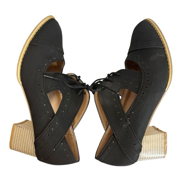 NOKIO Ankle Booties Breathable Retro Short Block Heel Chunky Pointed Toe Cutout - Picture 7 of 10